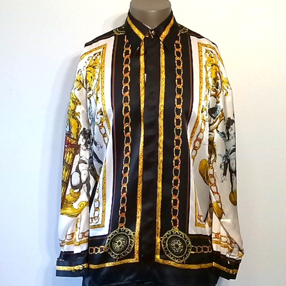 Classic & Stylish 1pc Long sleeves silk shirt by Simply Rich